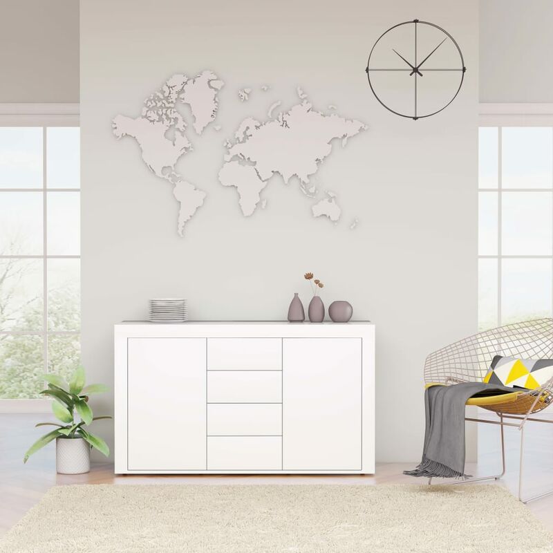 

Aparador de aglomerado blanco brillante 120x36x69 cm