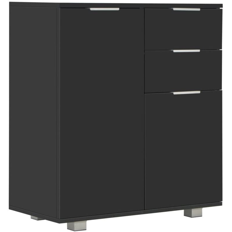 

vidaXL Aparador de Aglomerado 71x35x76 cm Negro Brillante - Negro