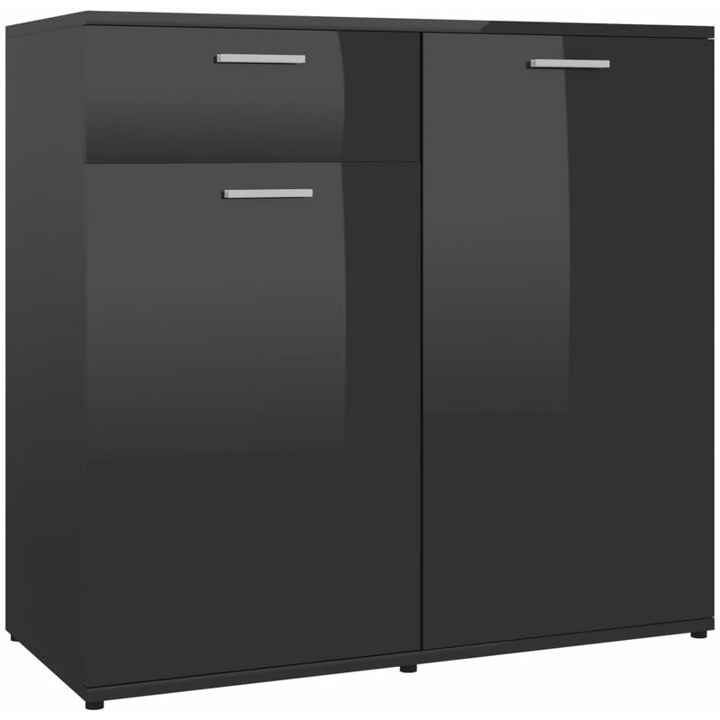 

vidaXL Aparador de Aglomerado Negro Brillante 80x36x75 cm - Negro
