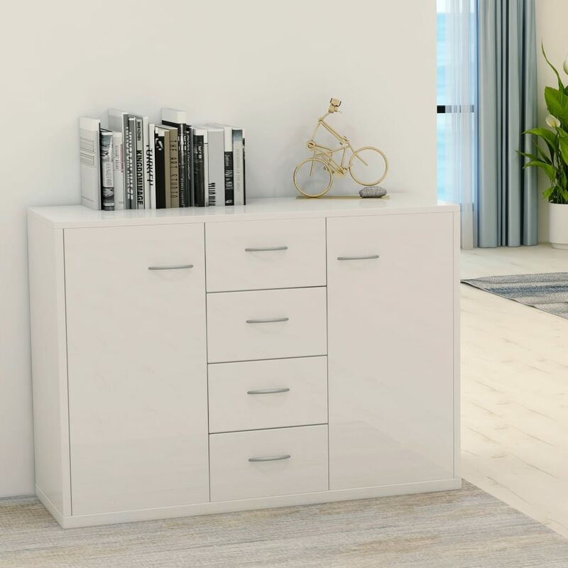 

Aparador de aglomerado blanco brillante 88x30x65 cm