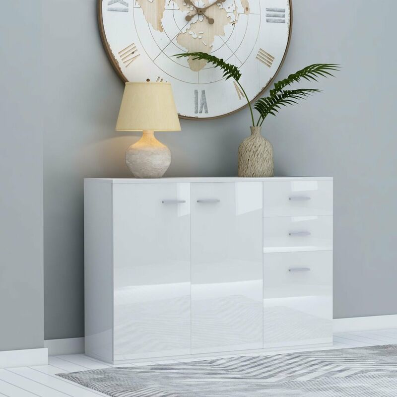 

Happyshopping - Aparador de aglomerado blanco con brillo 105x30x75 cm