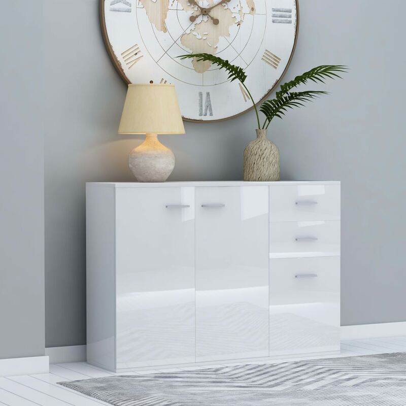 

Aparador de aglomerado blanco con brillo 105x30x75 cm - Blanco