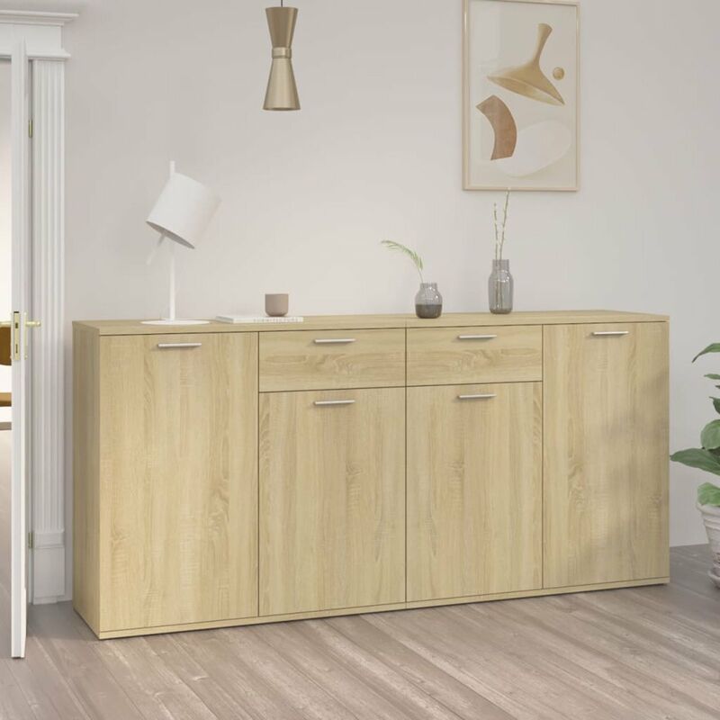 

Aparador de aglomerado color roble Sonoma 160x36x75 cm