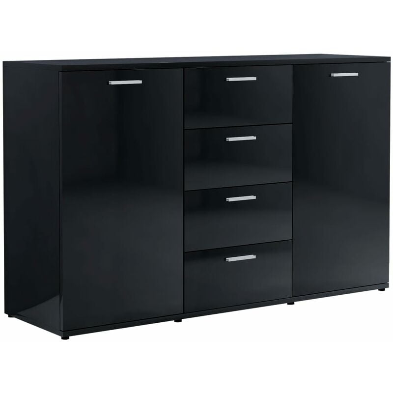 

vidaXL Aparador de Aglomerado 120x35,5x75 cm Negro Brillante - Negro