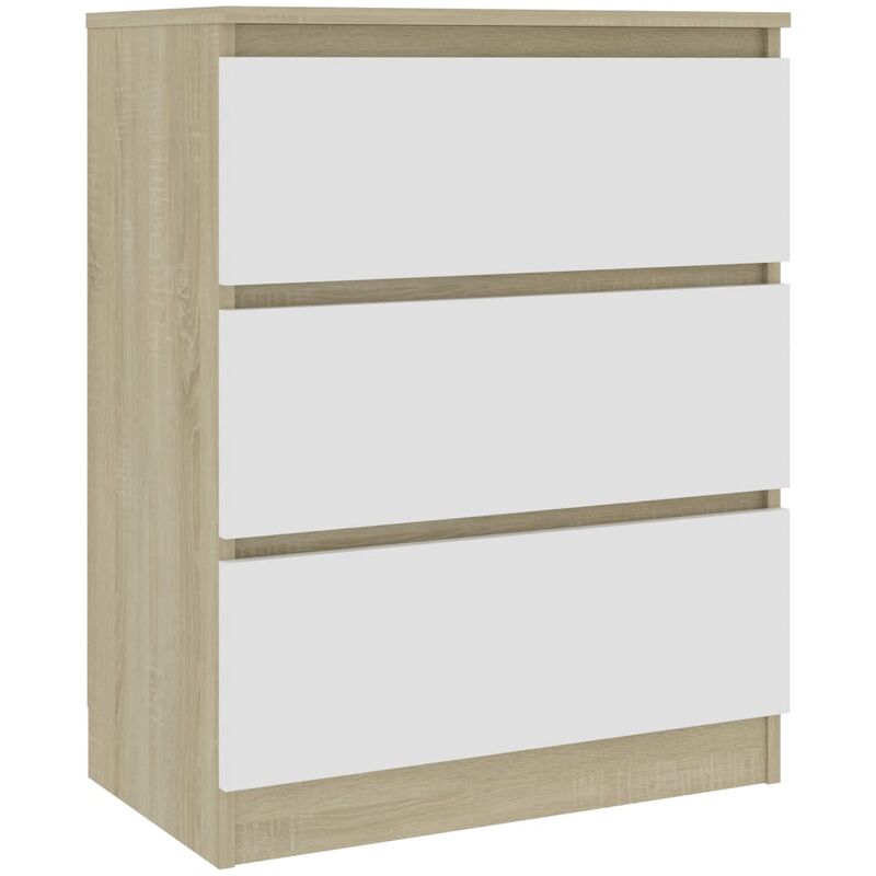 

Aparador de Aglomerado 60x33,5x76 cm Blanco y Roble Sonoma - Blanco - Vidaxl