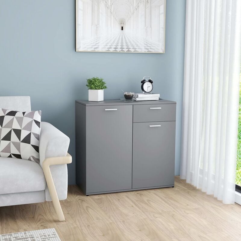 

Happyshopping - Aparador de aglomerado gris 80x36x75 cm