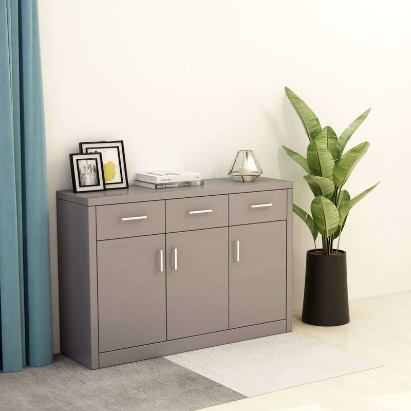 

Aparador de aglomerado gris brillante 110x30x75 cm
