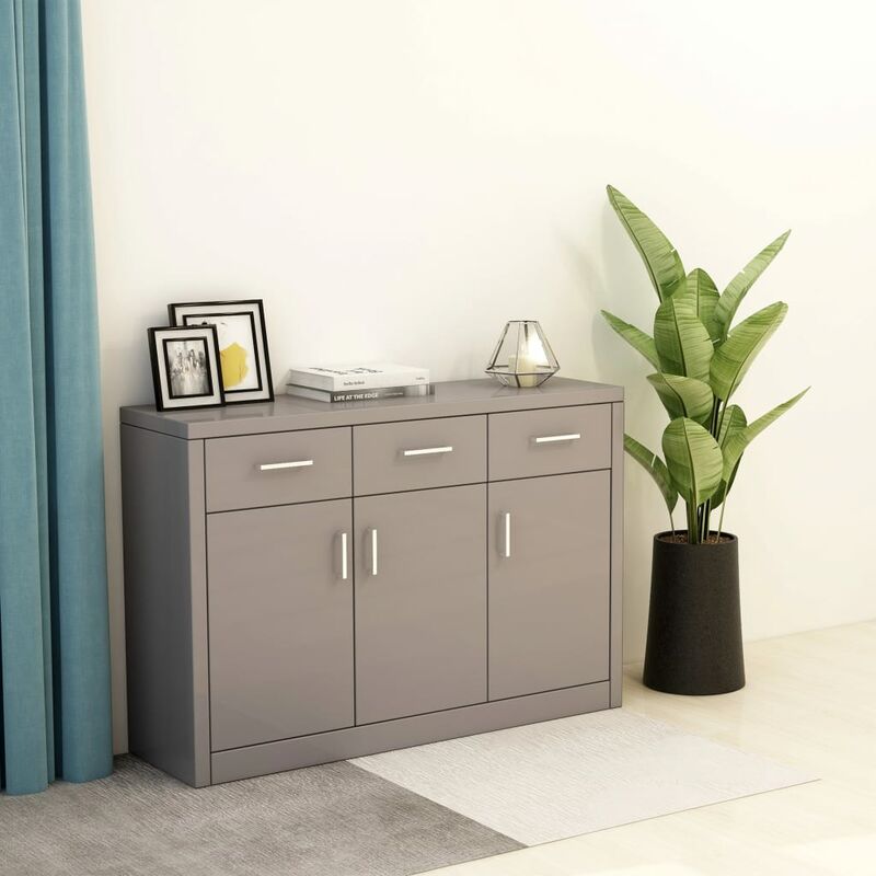

Aparador de aglomerado gris brillante 110x34x75 cm - Gris
