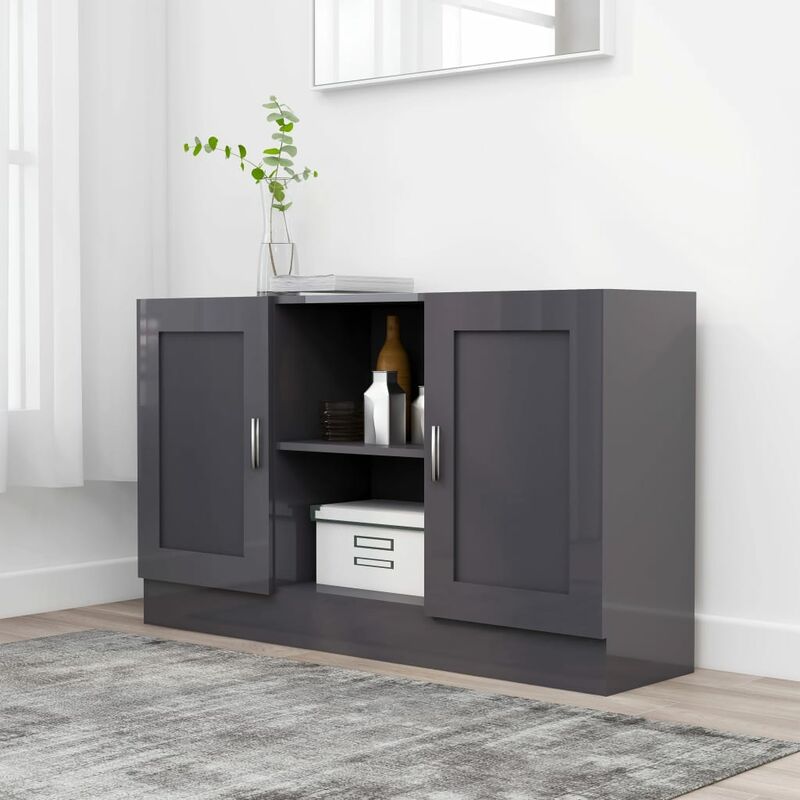 

Aparador de aglomerado gris brillante 120x30,5x70 cm - Gris