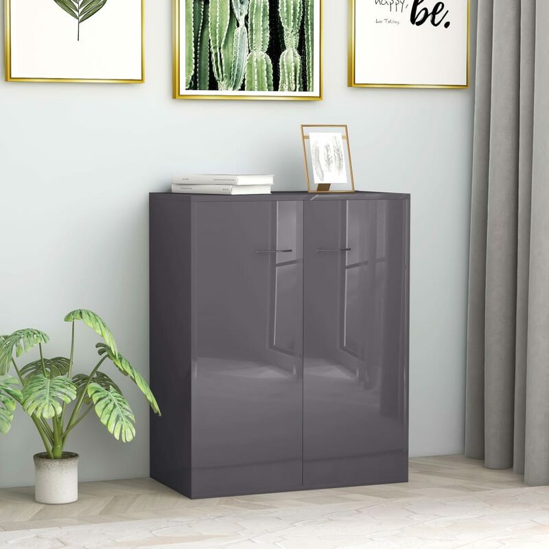 

Aparador de aglomerado gris brillante 60x30x75 cm - Gris