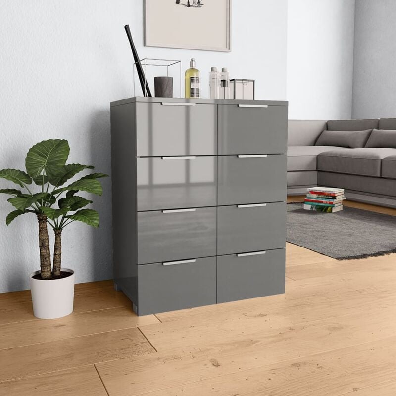 

Aparador de aglomerado gris brillante 60x35x76 cm