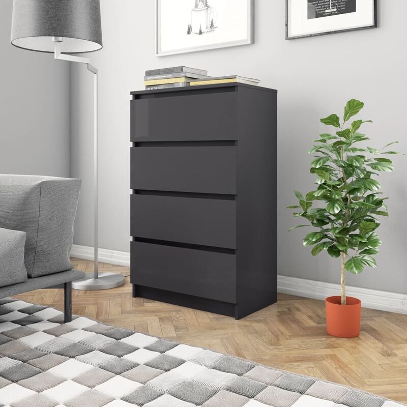 

Aparador de aglomerado gris brillante 60x35x98,5 cm - Gris