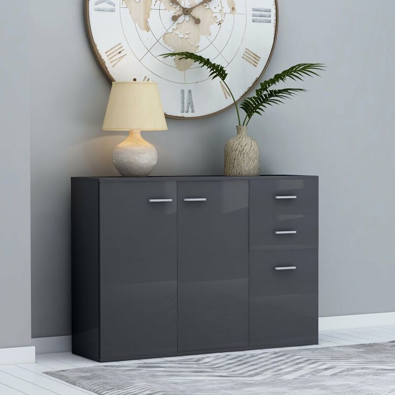 

Aparador de aglomerado gris con brillo 105x30x75 cm - Gris