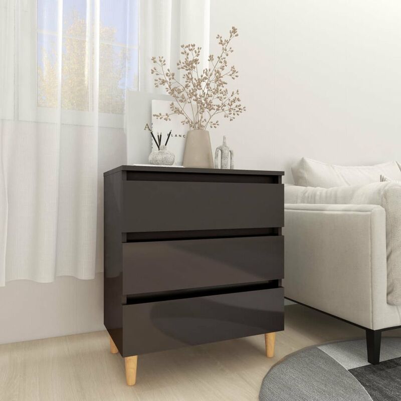 

Aparador de aglomerado gris con brillo 60x35x69 cm