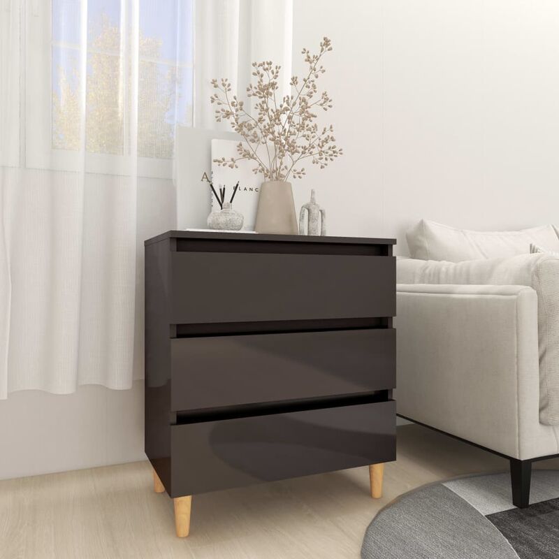 

Aparador de aglomerado gris con brillo 60x35x69 cm