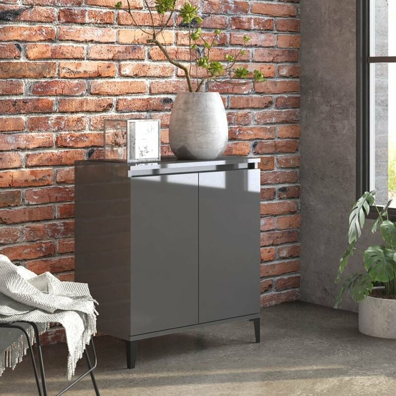 

Aparador de aglomerado gris con brillo 60x35x70 cm