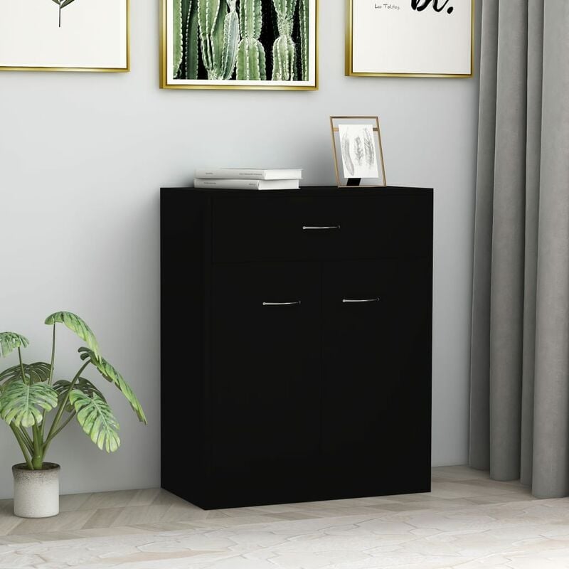 

Aparador de aglomerado negro 60x30x75 cm