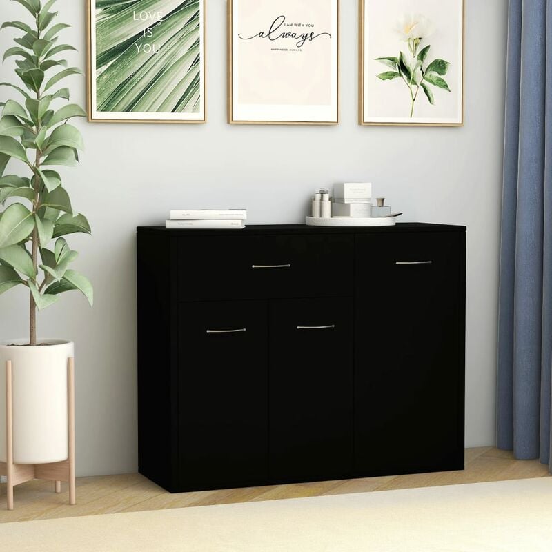 

Aparador de aglomerado negro 88x30x70 cm
