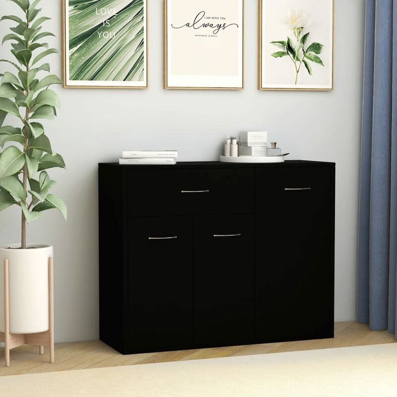 

Aparador de aglomerado negro 88x30x70 cm - Negro