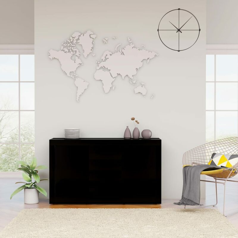

Aparador de aglomerado negro brillante 120x36x69 cm