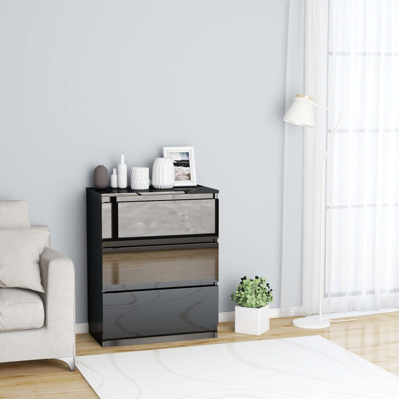 

Aparador de aglomerado negro con brillo 60x35x76 cm