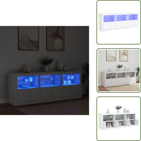 Aparador de almacenamiento - vidaXL Aparador con luces LED blanco 181,5x37x67 cm - Aparador de recibidor