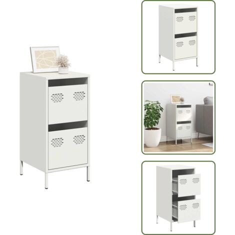 Aparador de almacenamiento - vidaXL Aparador de acero laminado en frío blanco 35x39x73,5 cm - Aparador de oficina