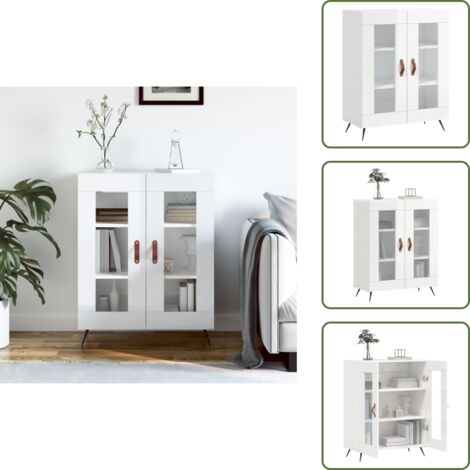Aparador de almacenamiento - vidaXL Aparador de madera contrachapada blanco brillante 69,5x34x90 cm - Aparador decorativo