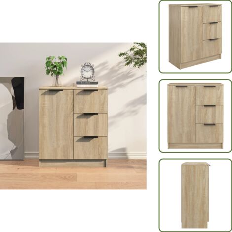 Aparador de almacenamiento - vidaXL Aparador de madera contrachapada color roble Sonoma 60x30x70 cm - Aparador de pared