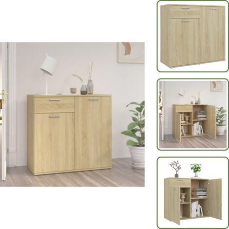 Aparador de almacenamiento - vidaXL Aparador de madera contrachapada color roble Sonoma 80x36x75 cm - Aparador decorativo