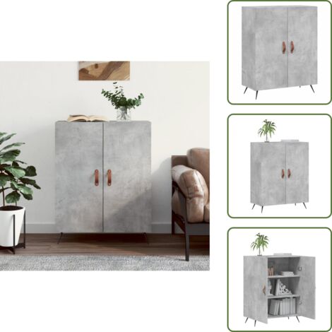 Aparador de almacenamiento - vidaXL Aparador de madera de ingeniería gris hormigón 69,5x34x90 cm - Aparador decorativo