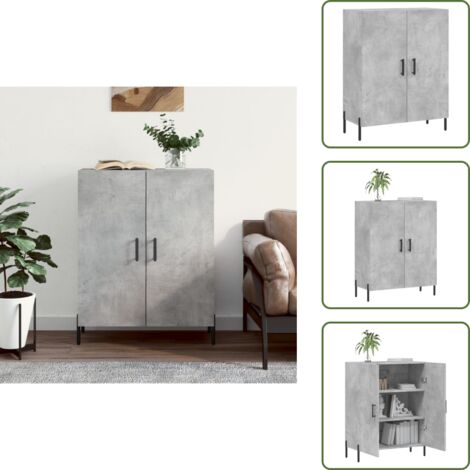 Aparador de almacenamiento - vidaXL Aparador de madera de ingeniería gris hormigón 69,5x34x90 cm - Aparador decorativo