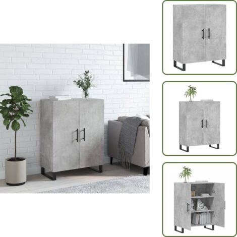 Aparador de almacenamiento - vidaXL Aparador de madera de ingeniería gris hormigón 69,5x34x90 cm - Aparador decorativo