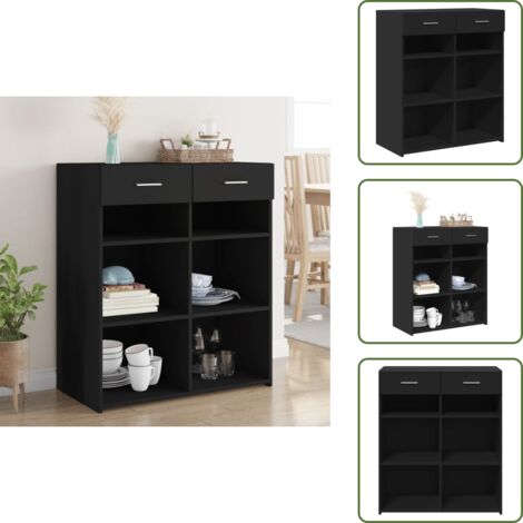 Aparador de almacenamiento - vidaXL Aparador de madera de ingeniería negro 80x42,5x93 cm - Aparador decorativo