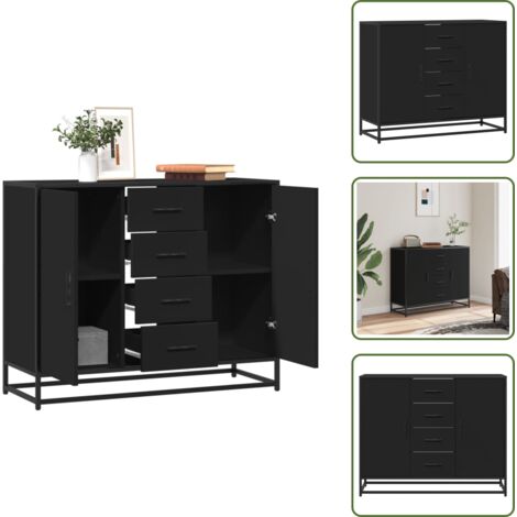 Aparador de almacenamiento - vidaXL Aparador de madera de ingeniería negro 92x35x76 cm - Aparador industrial