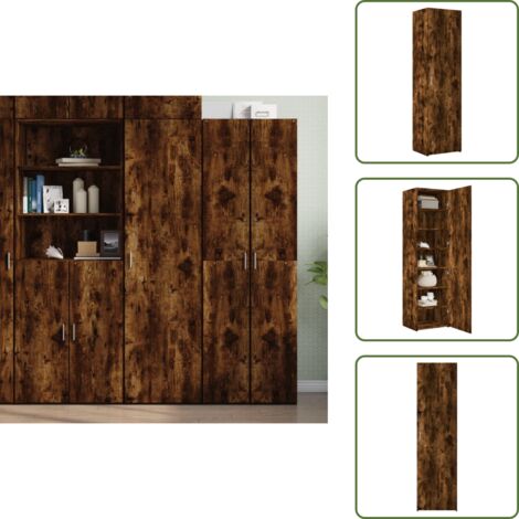 Aparador de almacenamiento - vidaXL Aparador de madera de ingeniería roble ahumado 50x42,5x185 cm - Aparador de pared