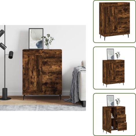 Aparador de almacenamiento - vidaXL Aparador de madera de ingeniería roble ahumado 69,5x34x90 cm - Aparador decorativo