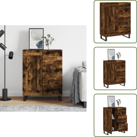 Aparador de almacenamiento - vidaXL Aparador de madera de ingeniería roble ahumado 69,5x34x90 cm - Aparador decorativo