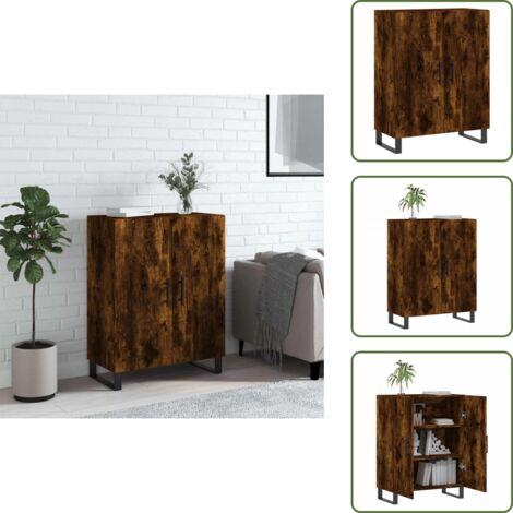Aparador de almacenamiento - vidaXL Aparador de madera de ingeniería roble ahumado 69,5x34x90 cm - Muebles decorativos