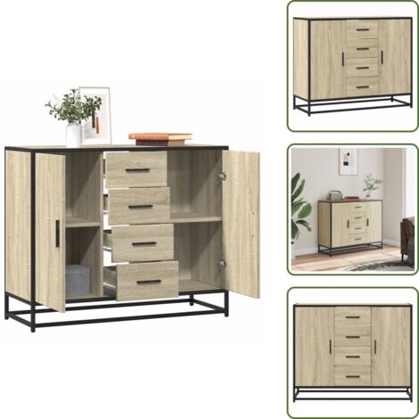 Aparador de almacenamiento - vidaXL Aparador de madera de ingeniería roble Sonoma 92x35x76 cm - Aparador de roble Sonoma