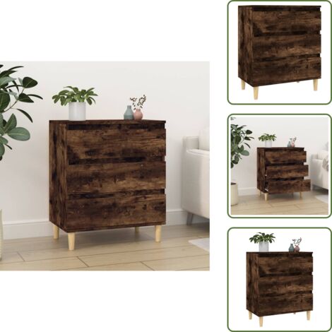 Aparador de almacenamiento - vidaXL Aparador madera contrachapada color roble ahumado 60x35x70 cm - Aparador de madera maciza