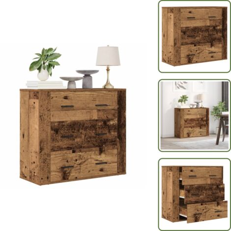 Aparador de almacenamiento - vidaXL Aparador madera de ingeniería madera envejecida 80x33x70 cm - Aparador de habitación
