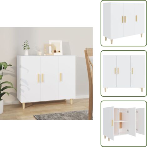 Aparador de bufé - vidaXL Aparador de madera de ingeniería blanco 90x34x80 cm - Madera contrachapada