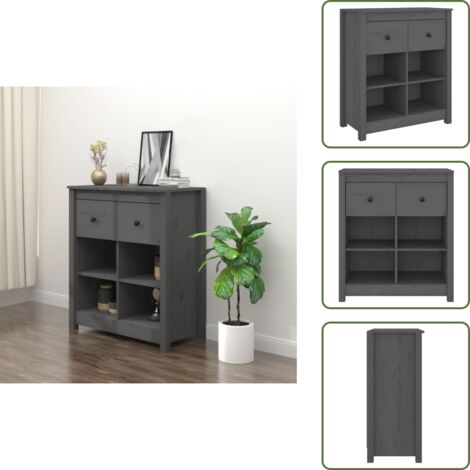 Aparador de bufé - vidaXL Aparador de madera maciza de pino gris 70x35x80 cm - Aparador decorativo