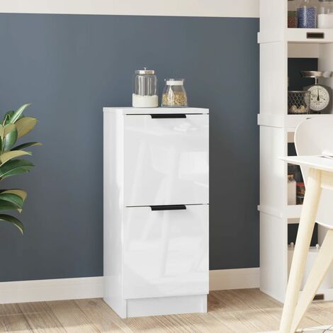 Aparador de comedor Armario de cocina de madera contrachapada blanco brillante 30x30x70 cm BHU45033 MaisonChic