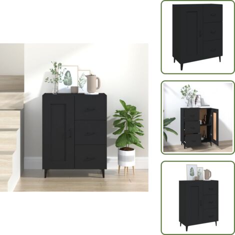 Aparador de comedor  Armario de cocina de madera contrachapada negro 69,5x34x90 cm BHU60795 MaisonChic
