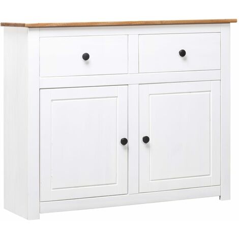 Aparador de comedor Armario de cocina Mueble Aparador de madera maciza pino estilo Panamá blanco 93x40x80 cm BHU40899 MaisonChic