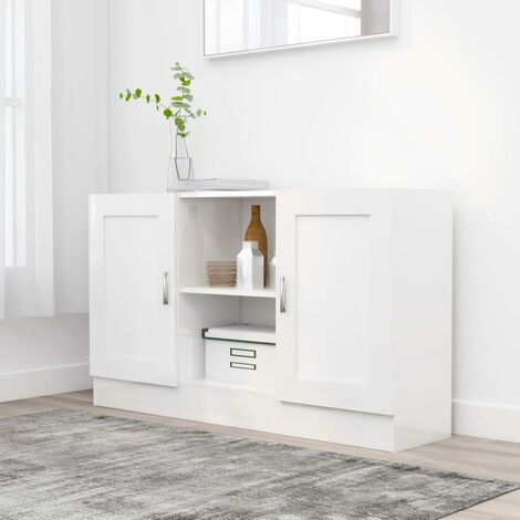 Aparador de comedor Armario de cocina Mueble Aparador madera contrachapada blanco brillante 120x30,5x70 cm BHU89682 MaisonChic