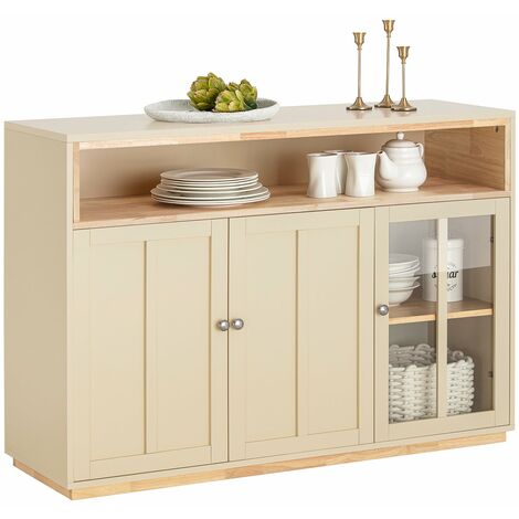 Aparador de Comedor de Cocina Mueble de Almacenamiento con 3 Puertas y 1 Compartimiento Abierto 120 x 40 x 85 cm Beige FSB80-MI SoBuy ES