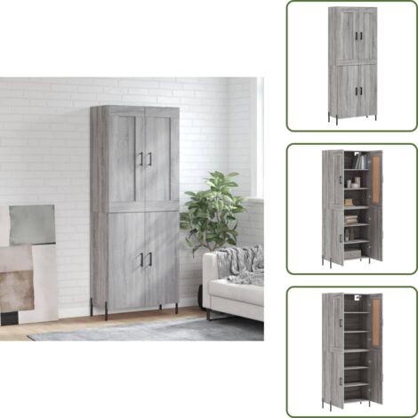 Aparador de contrachapado - vidaXL Aparador alto madera contrachapada gris sonoma 69,5x34x180 cm -